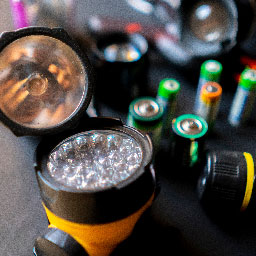 Piles, lampes torches et baladeuses