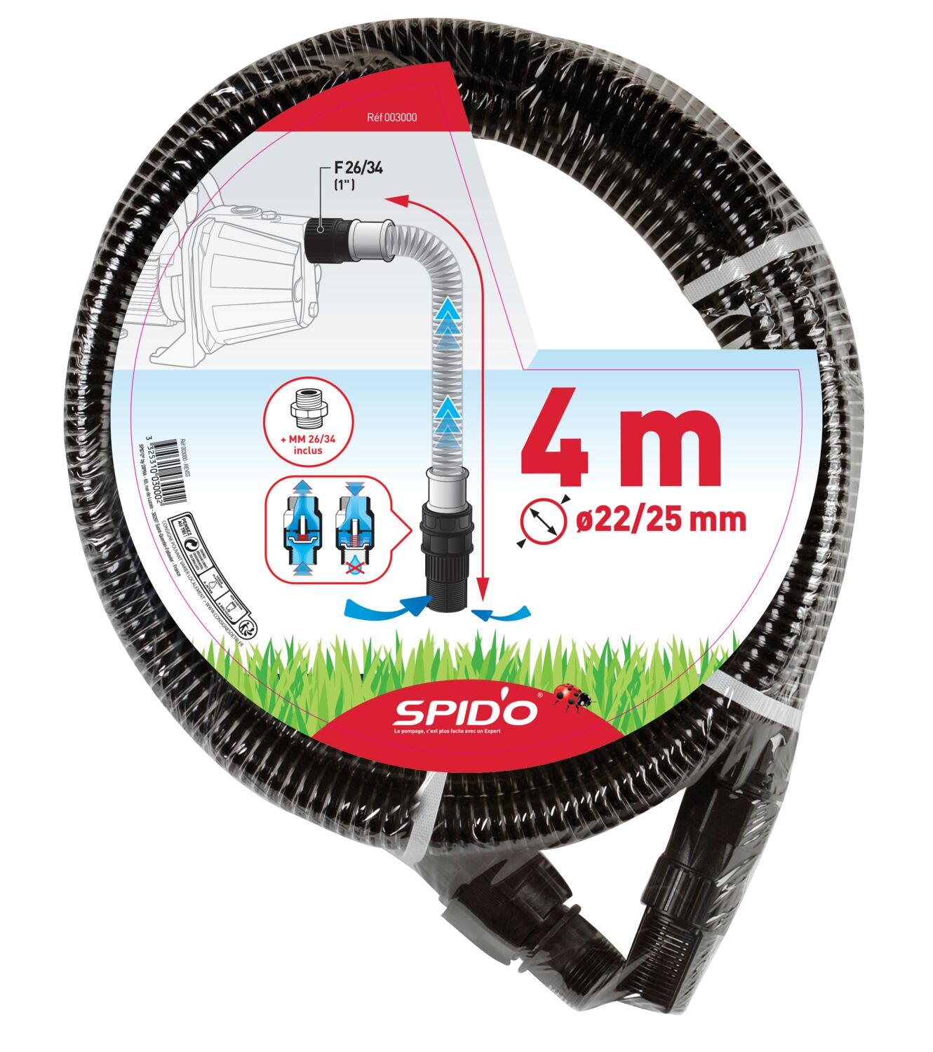 Kit d'aspiration plastique 4m d22 - SPID'O