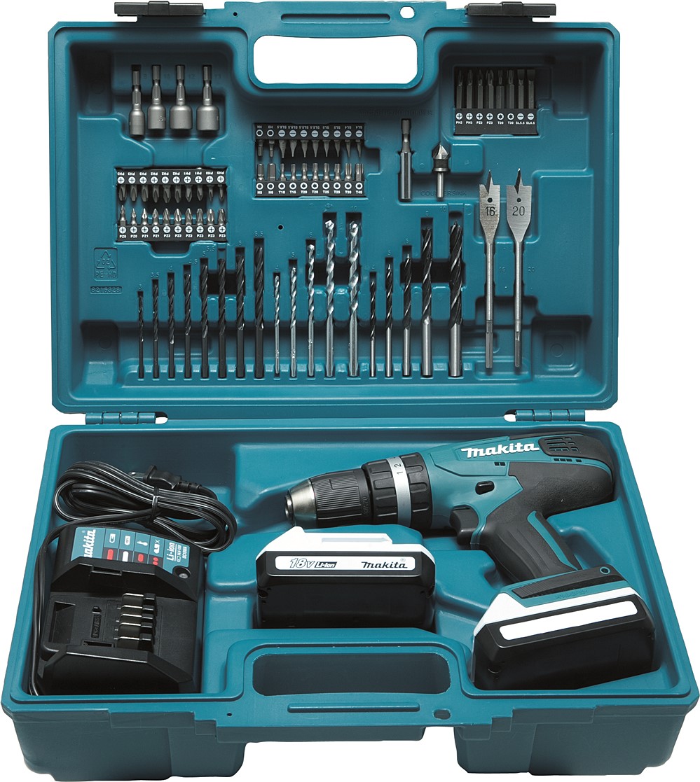 Perceuse à percussion sans fil MAKITA HP457DWE10 18V 2x1,5Ah - MAKITA