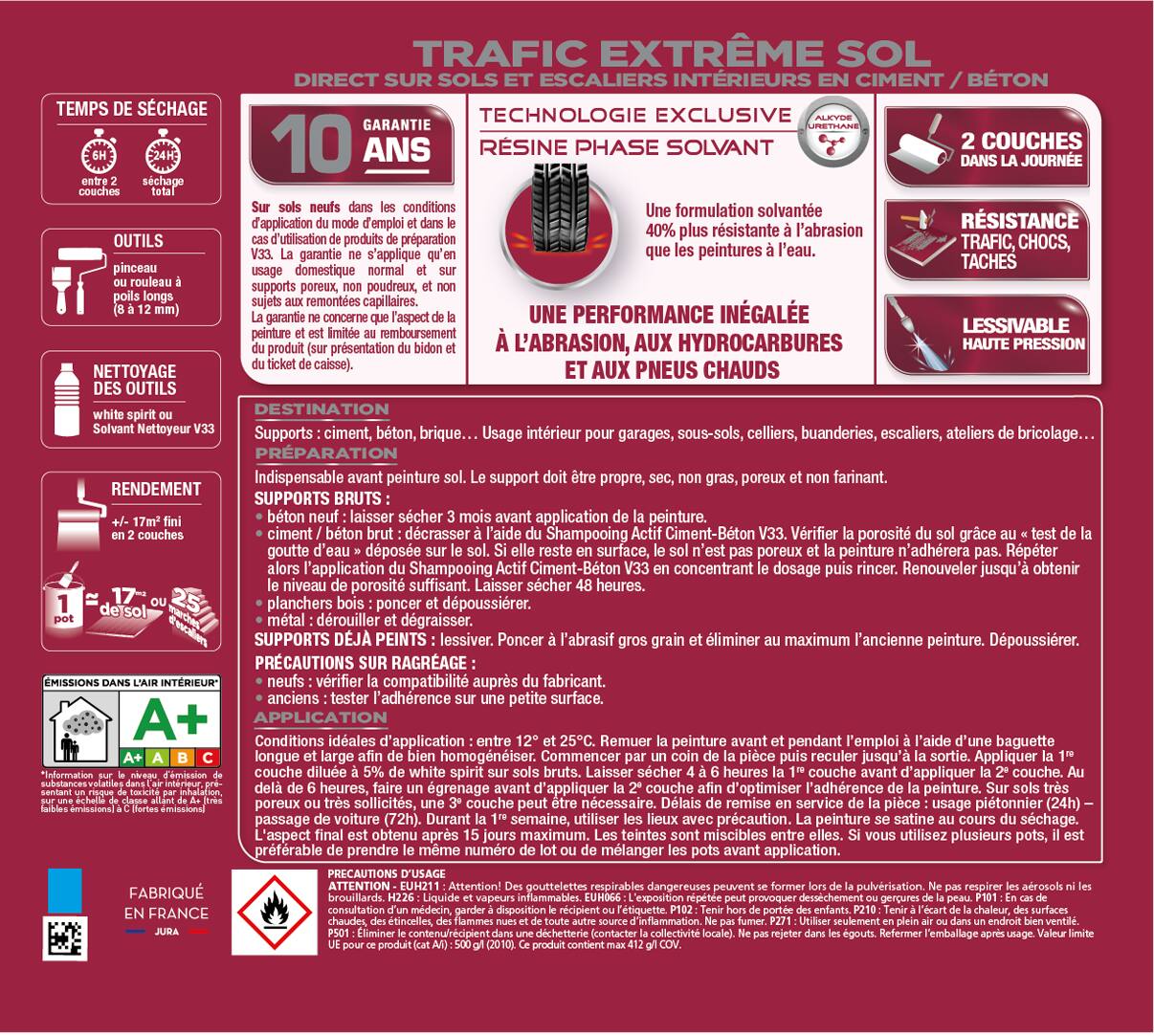 Peinture sol trafic extrême satin 0,5LGris clair - V33