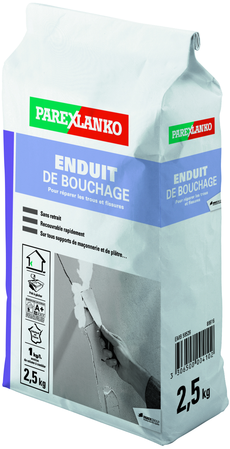 Enduit de rebouchage mural intérieur 2,5kg - PAREXLANKO