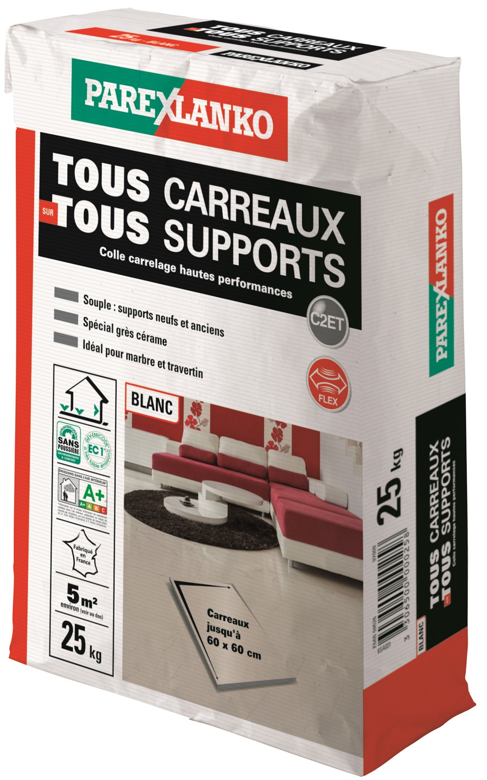 Colle carrelage tous carreaux tous supports blanc 25kg - PAREXLANKO