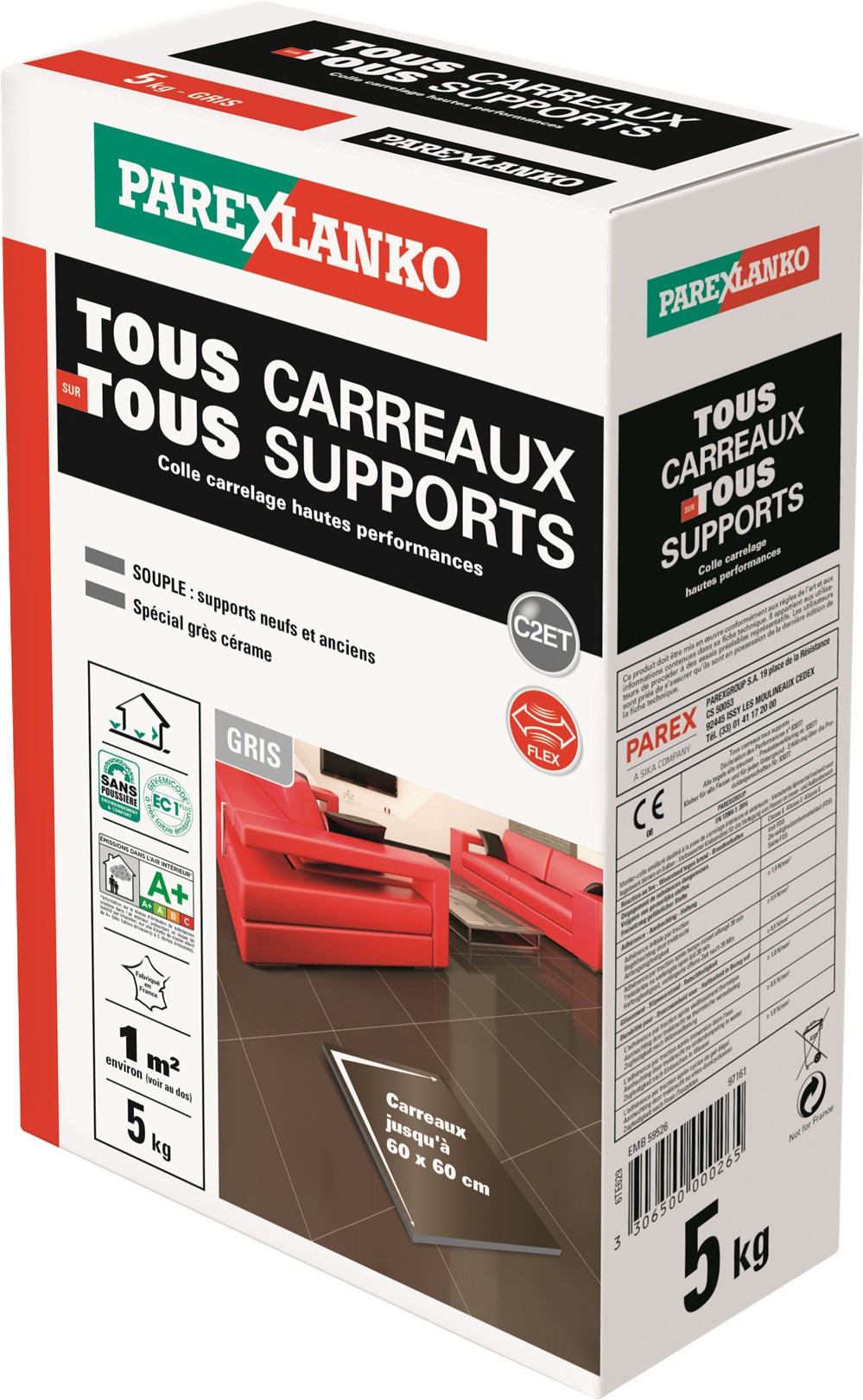 Colle de carrelage tous carreaux tous supports gris - PAREXLANKO