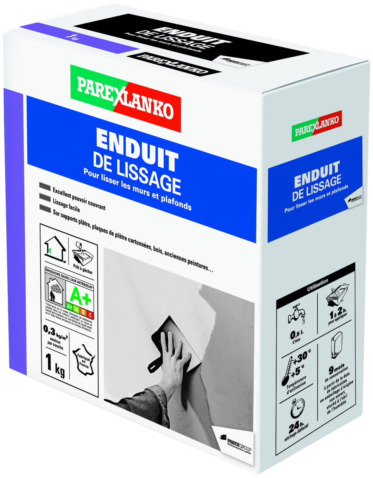 Enduit de lissage mural intérieur 1kg - PAREXLANKO
