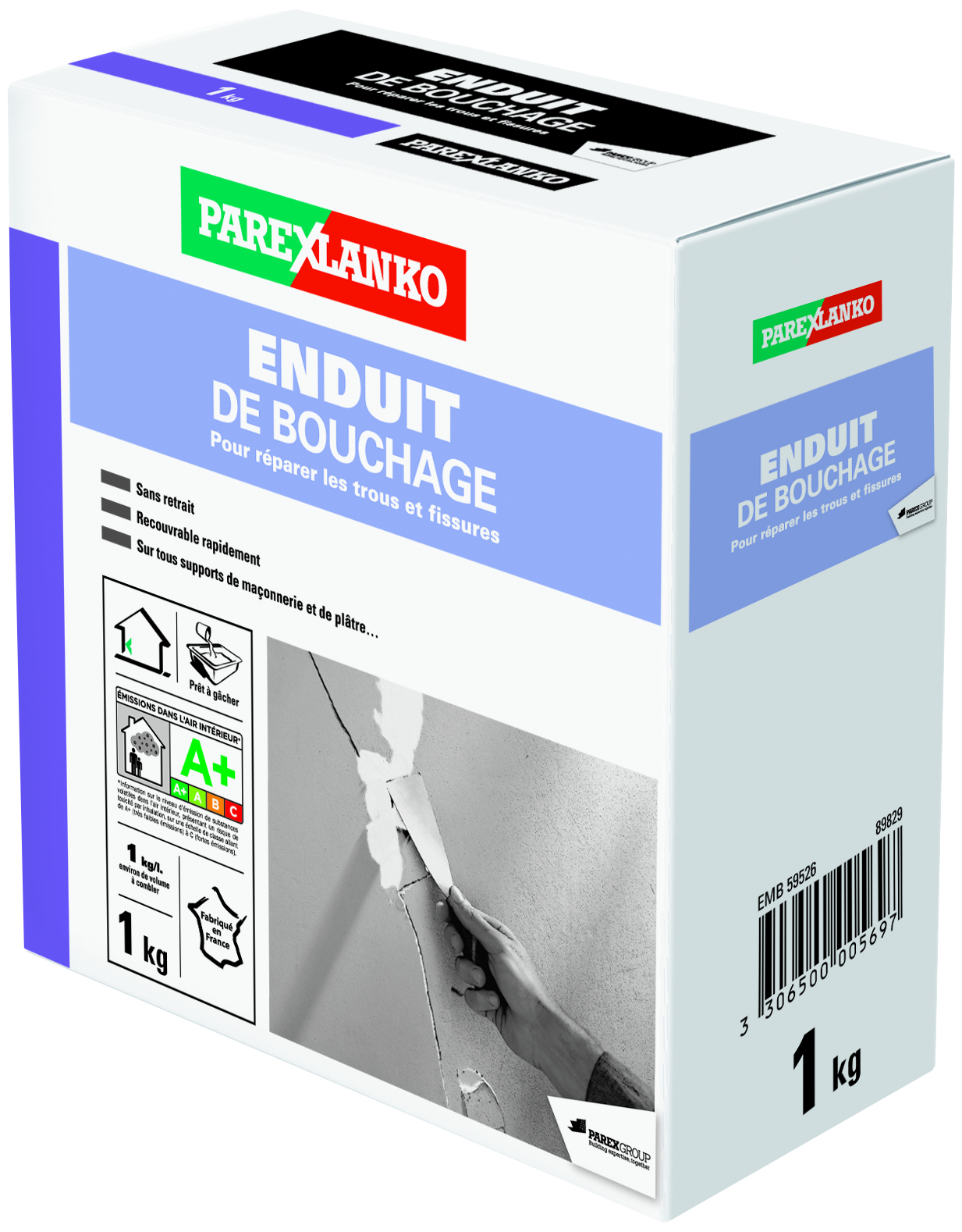 Enduit de rebouchage mural intérieur 1kg - PAREXLANKO