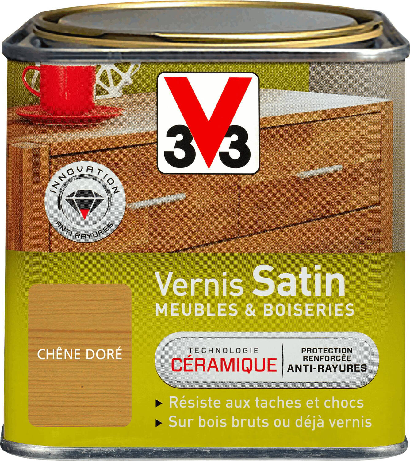 Vernis intérieur ciré satin 0.5L - Chêne doré - V33