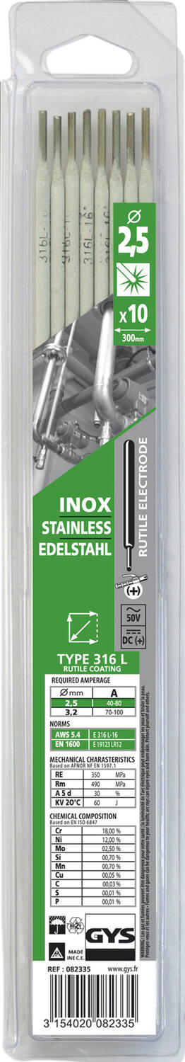 10 électrodes inox diam. 2.5