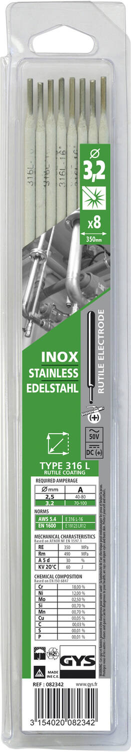 8 électrodes inox 3.2