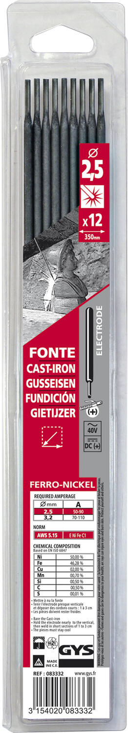 12 électrodes fonte 2.5