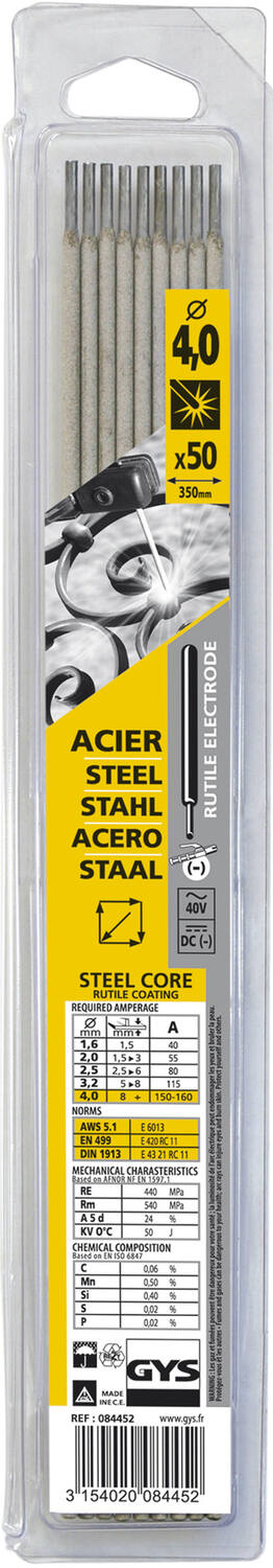 50 électrodes acier diam. 4