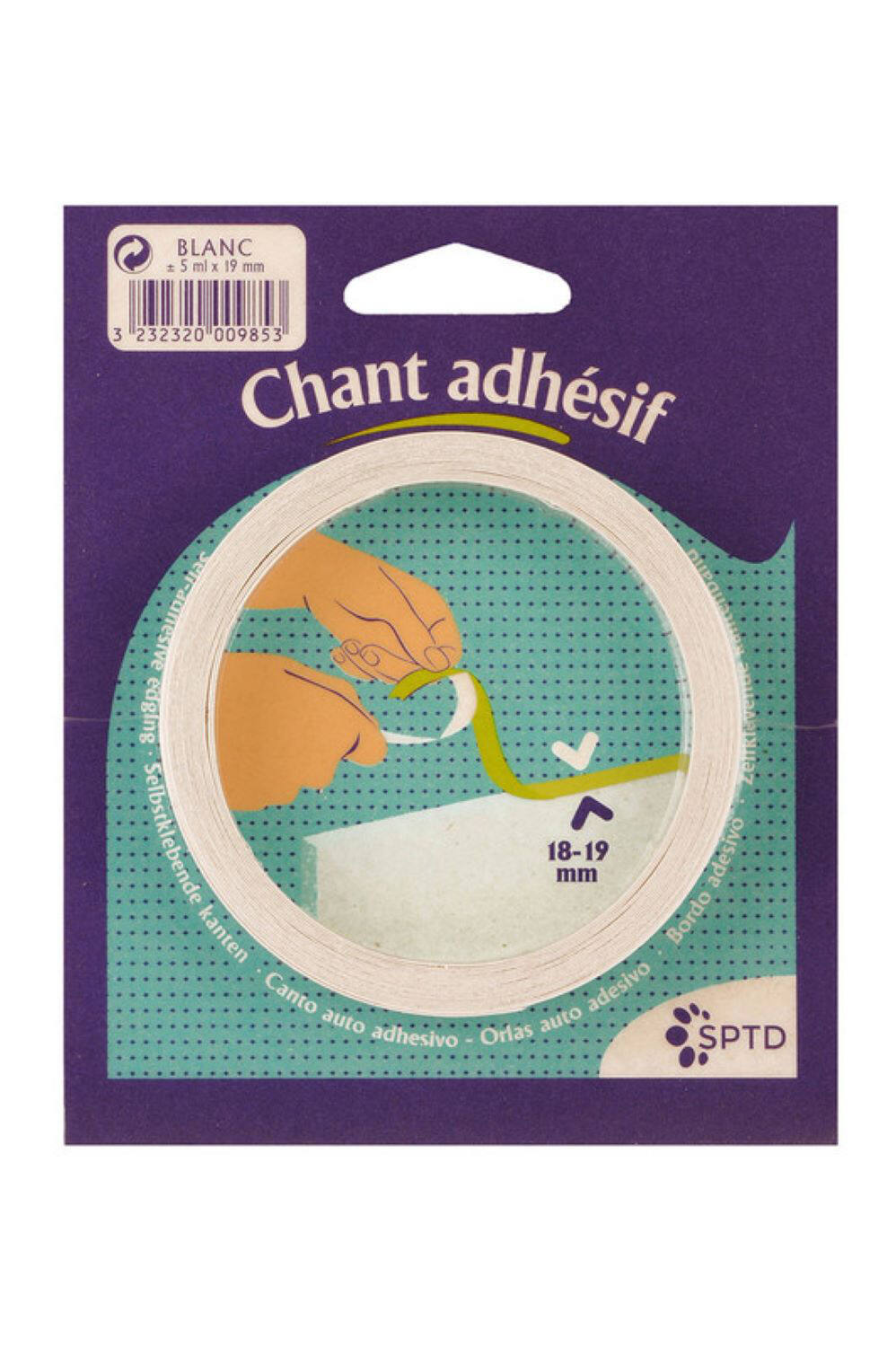 Bande de chant mélaminée adhésive 19 mm x 5 ml blanc mat - SPTD