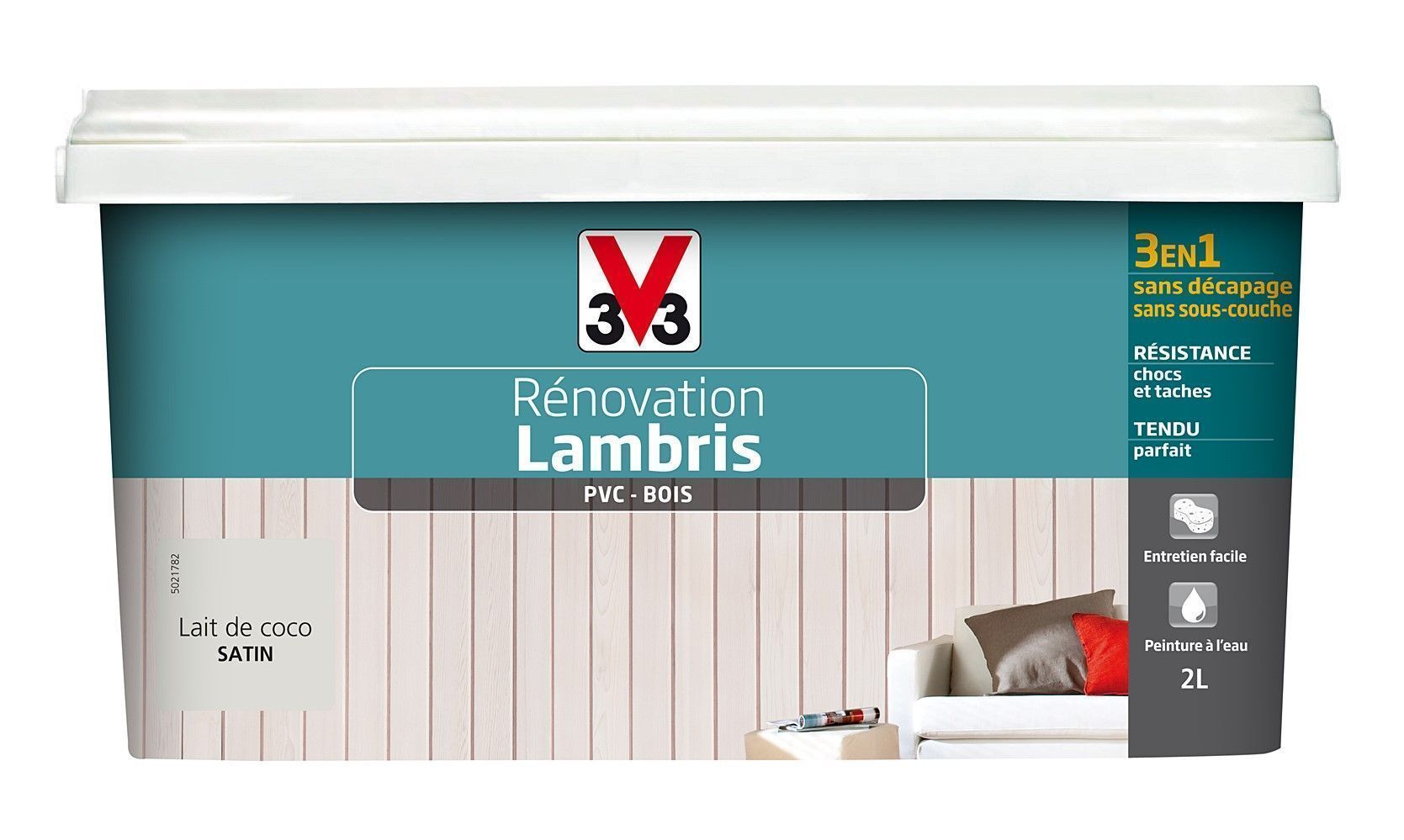 peinture rénovation lambris lait de coco satiné 2 l - V33