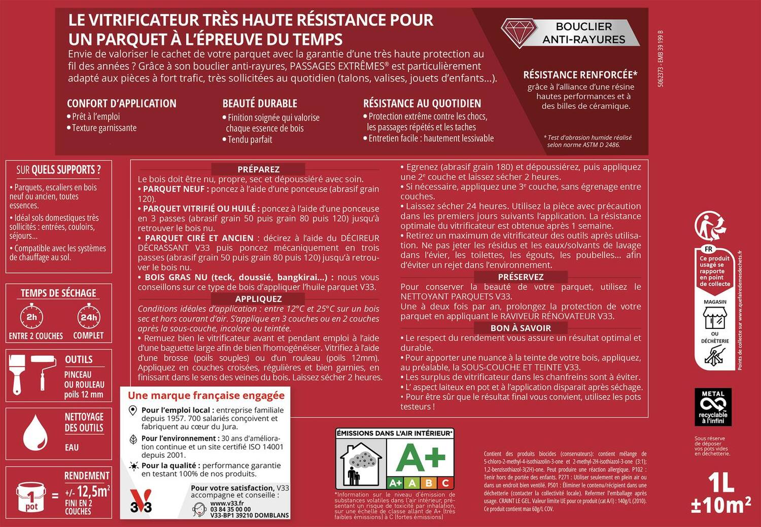 Vitrificateur passages extrêmes incolore mat 5 L - V33