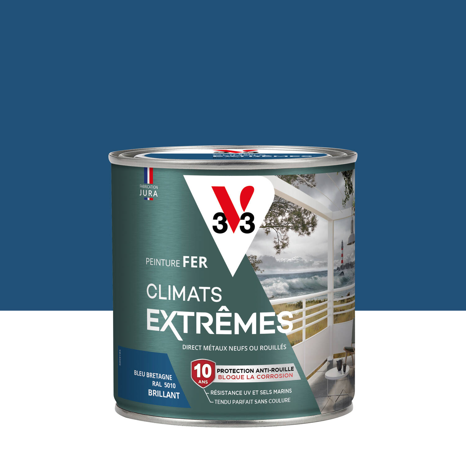 Peinture Fer Climats Extrêmes Brillant Bleu Bretagne 0,5 L