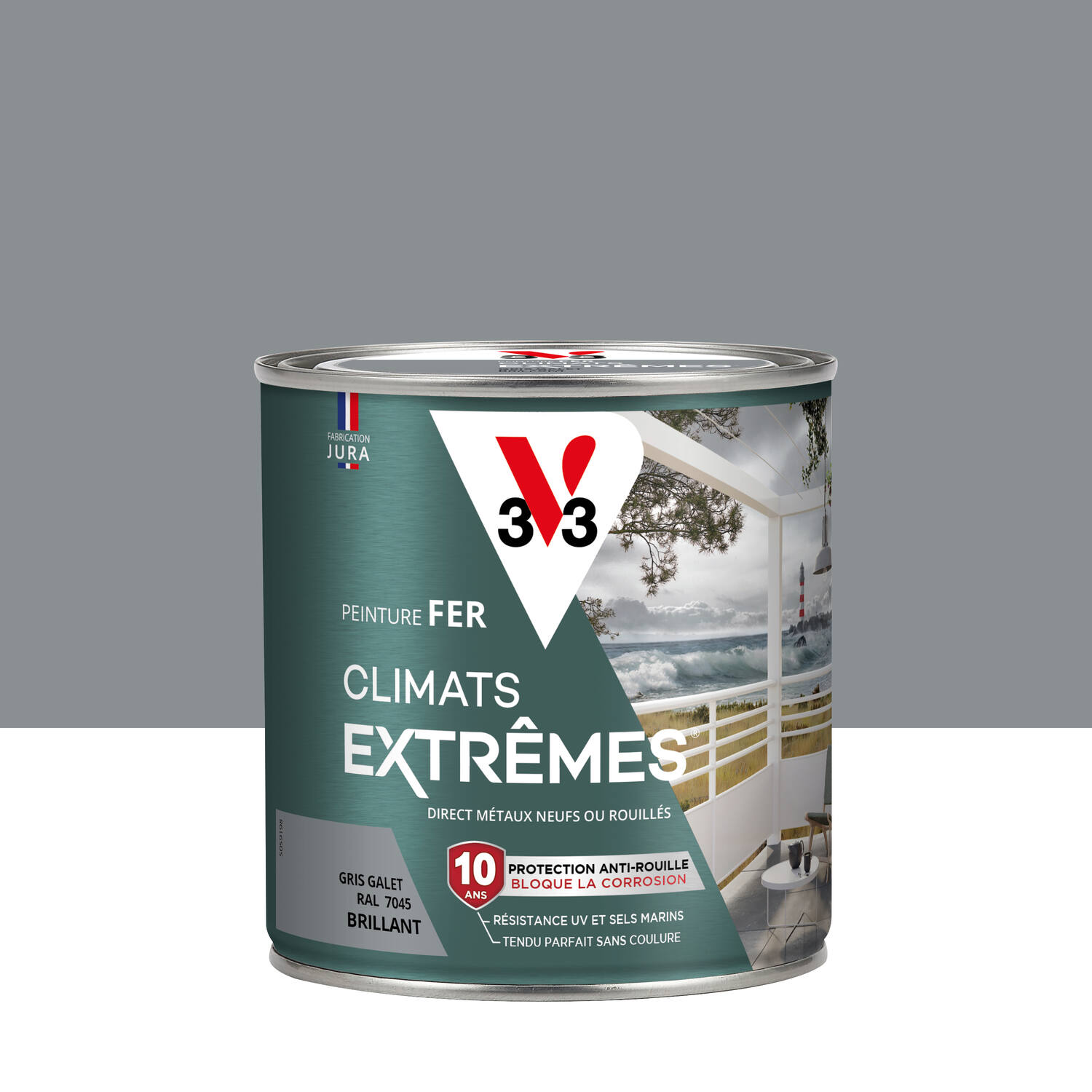 Peinture Fer Climats Extrêmes Brillant Gris Galet 0,5 L