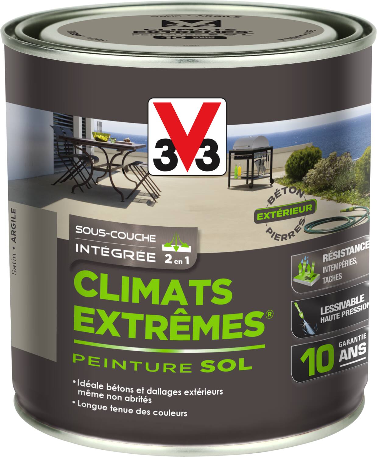 Peinture Sols Extérieurs Climats Extrêmes Satin Argile 0.5 L - V33
