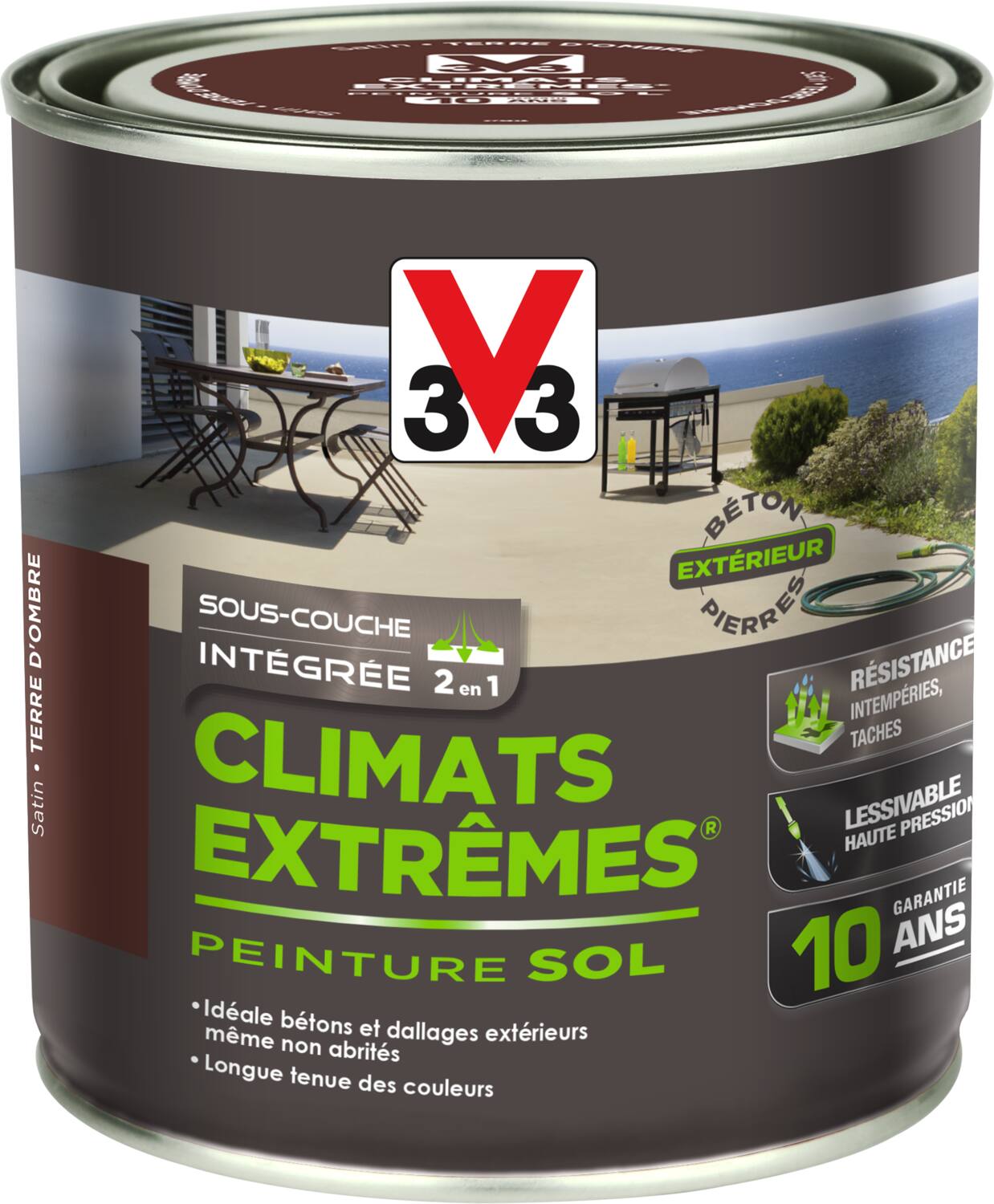 Peinture Sols Extérieurs Climats Extrêmes Satin Terre d'ombre 0.5 L - V33