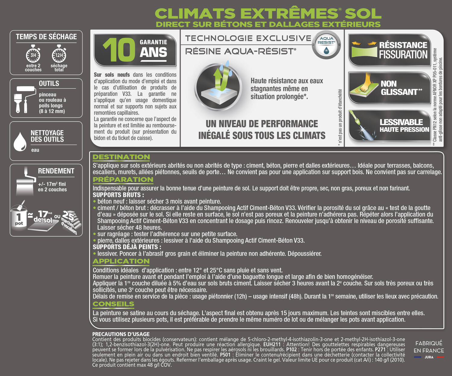 Peinture Sols Extérieurs Climats Extrêmes Satin Jaune 0.5 L - V33