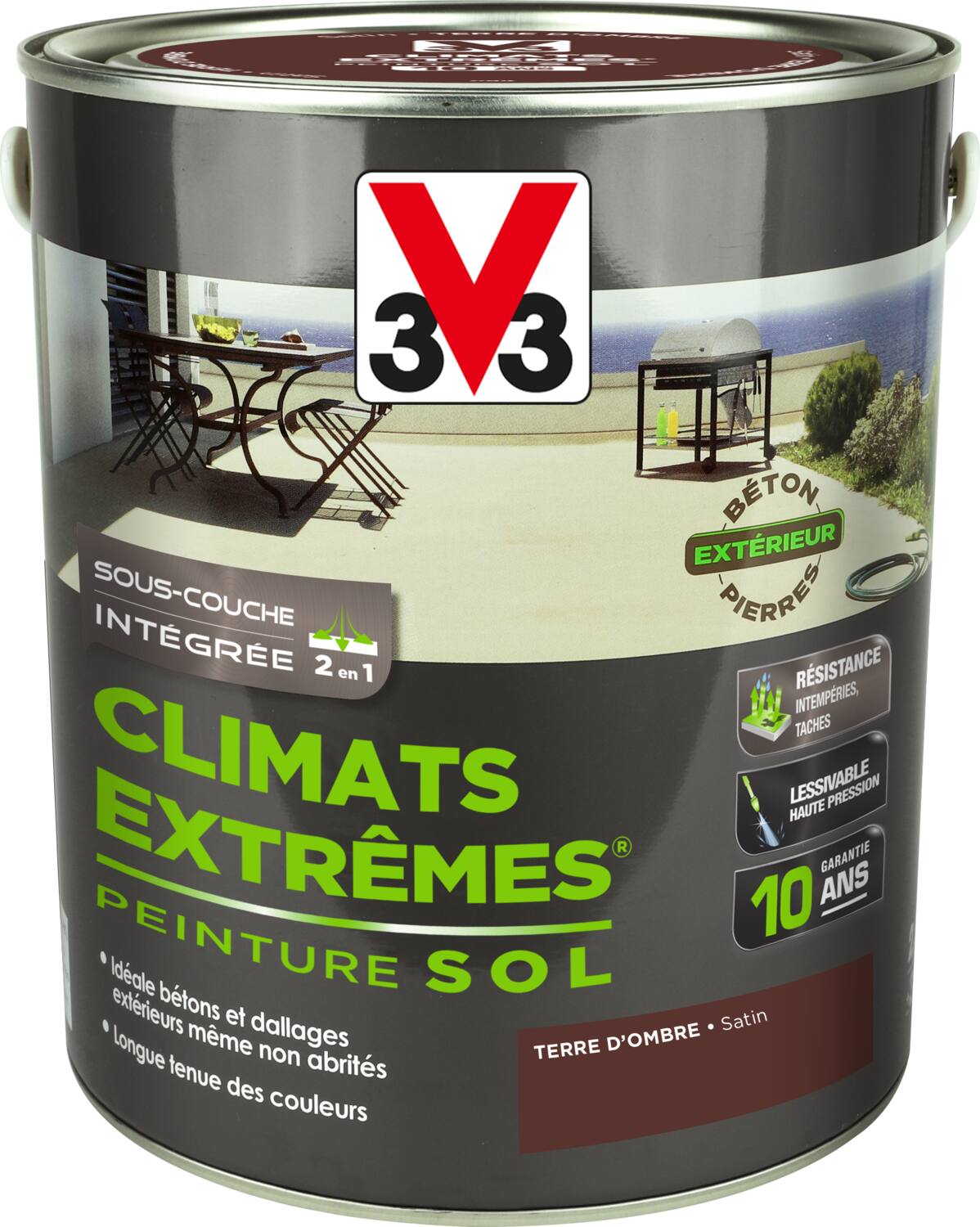 Peinture Sols Extérieurs Climats Extrêmes Satin Terre d'Ombre 2.5 L - V33