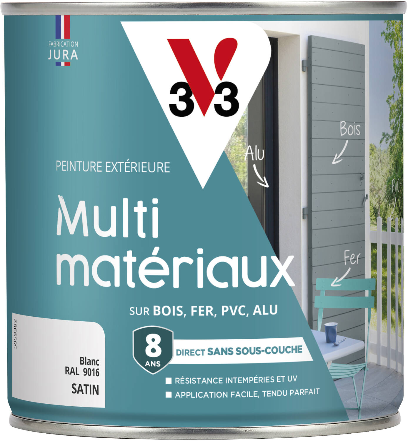 Peinture multisupport direct protect satin 0,5L blanc - V33