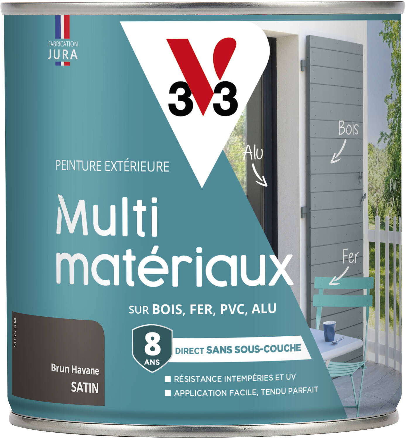 Peinture multi-supports direct protect satin 0.5L brun havane - V33