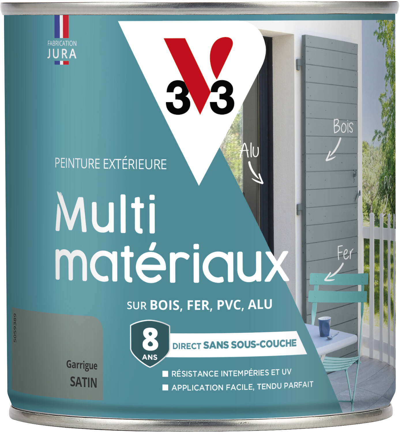 Peinture multisupport direct protect satin 0,5L garrigue - V33