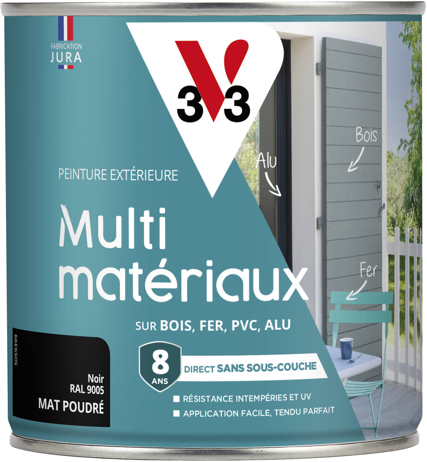 Peinture multisupport Direct Protect 0.5L Noir poudré - V33