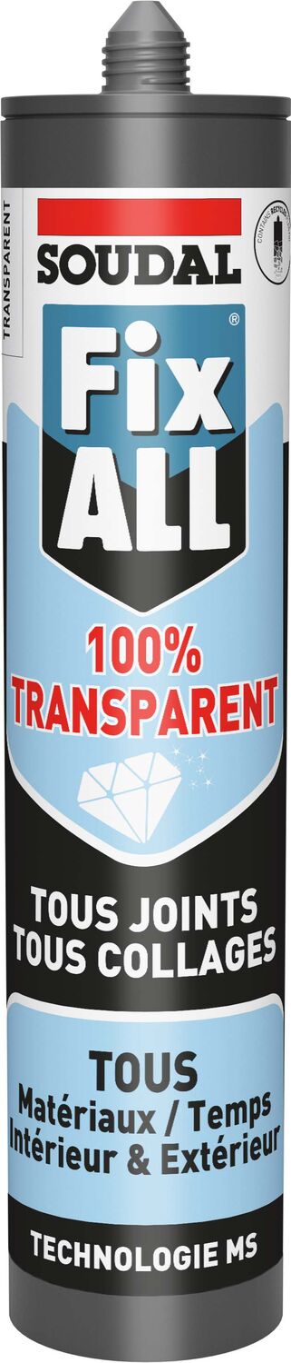 Mastic colle Fix ALL Crystal 290ml - SOUDAL