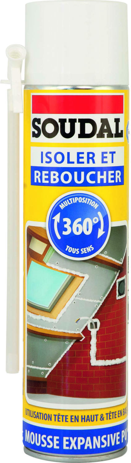 Mousse expansive Isoler et Reboucher 360° avec pistolet 300ml - SOUDAL
