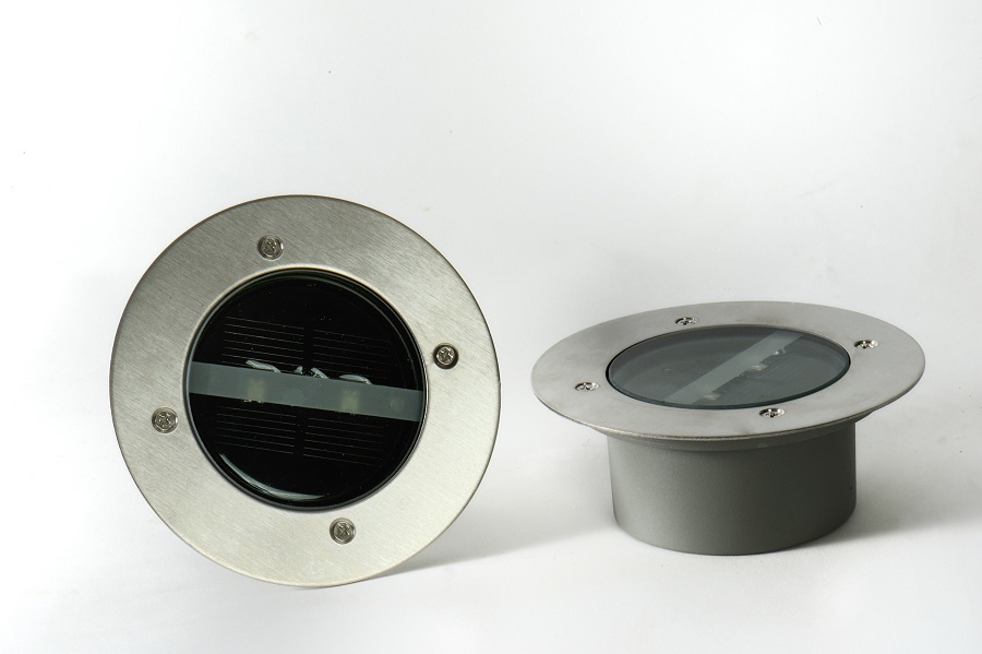 Spot solaire encastrable inox