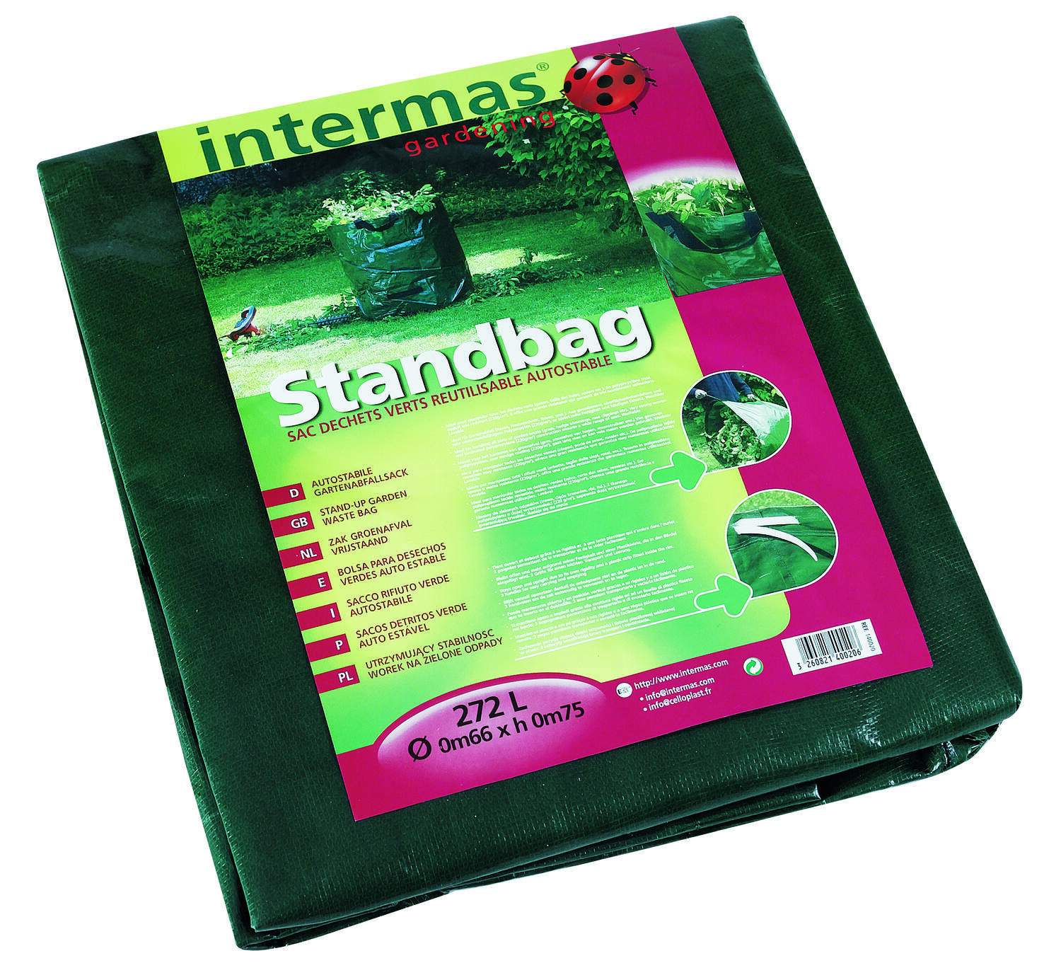 Sac à déchets végétaux auto-stable Standbag 272L vert - INTERMAS