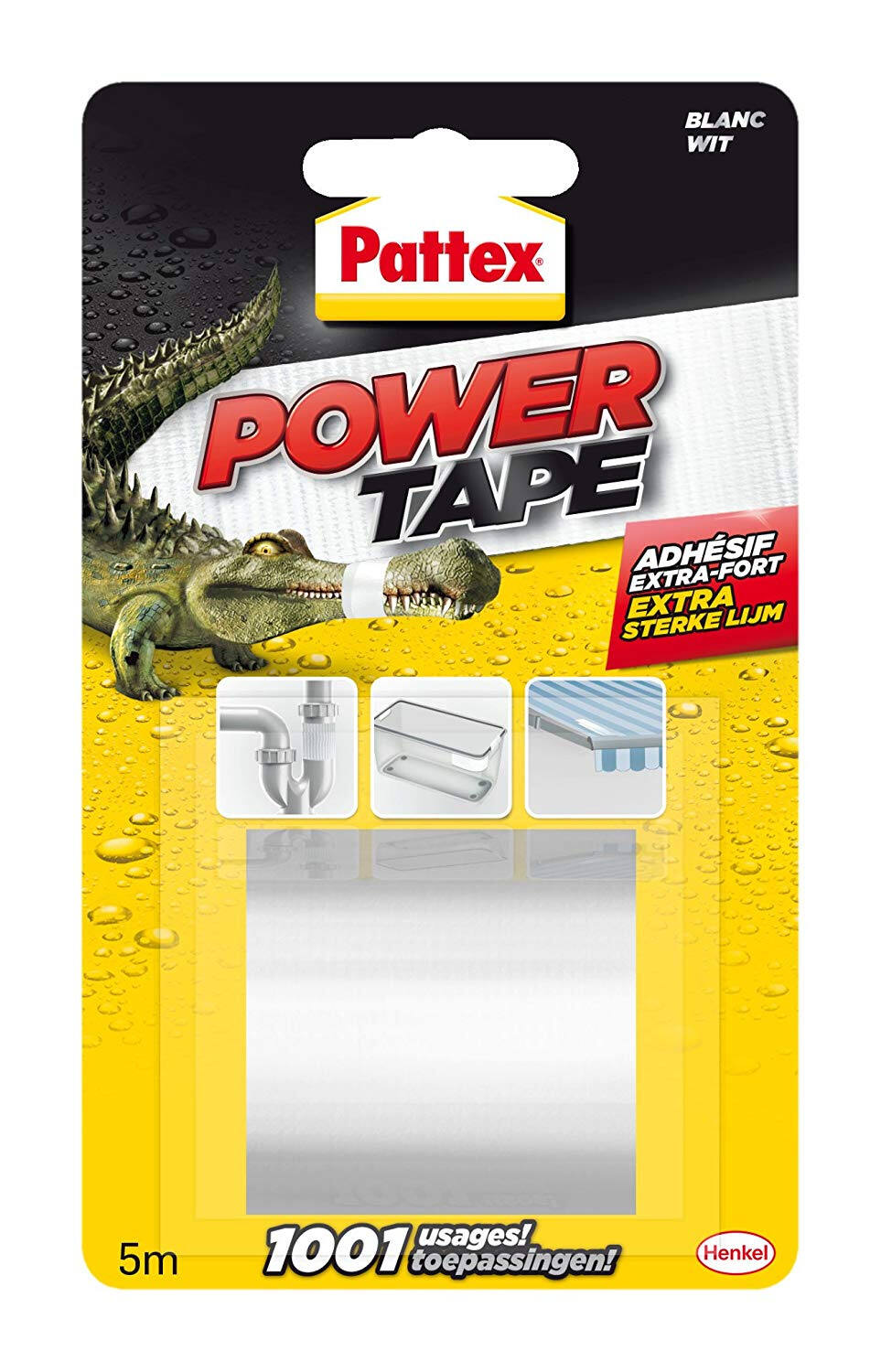 Pattex adhésifs réparation power tape blanc blister 5m - PATTEX