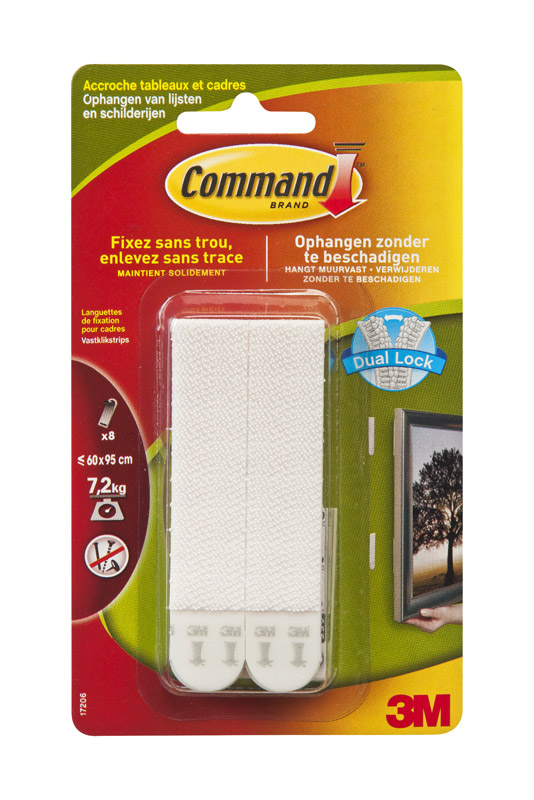 Languettes de fixation spécial tableaux Grand modèle blanches - 3M