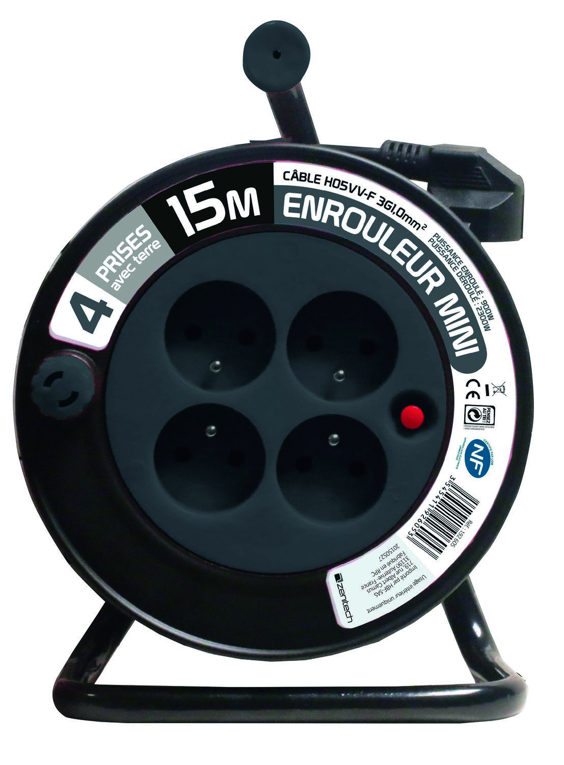 Enrouleur ménager Gris 15m - ZENITECH