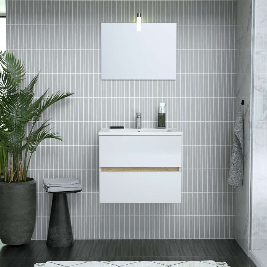 Meuble Salle de bain Vanity Tempo 60x46x47cm + miroir