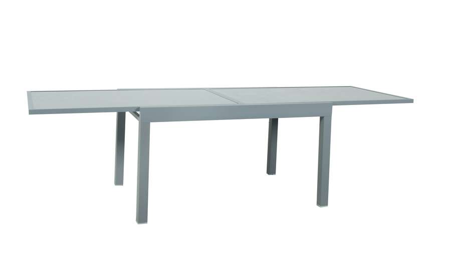 Table de jardin alu/verre 6/8 places Sensa 135/270x90xH.75cm gris