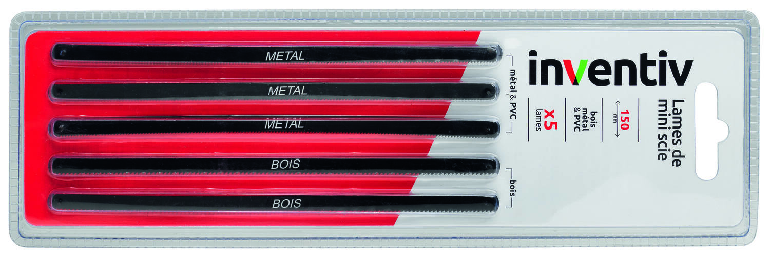 5 lames (3 métal et 2 bois) pour mini scie - INVENTIV