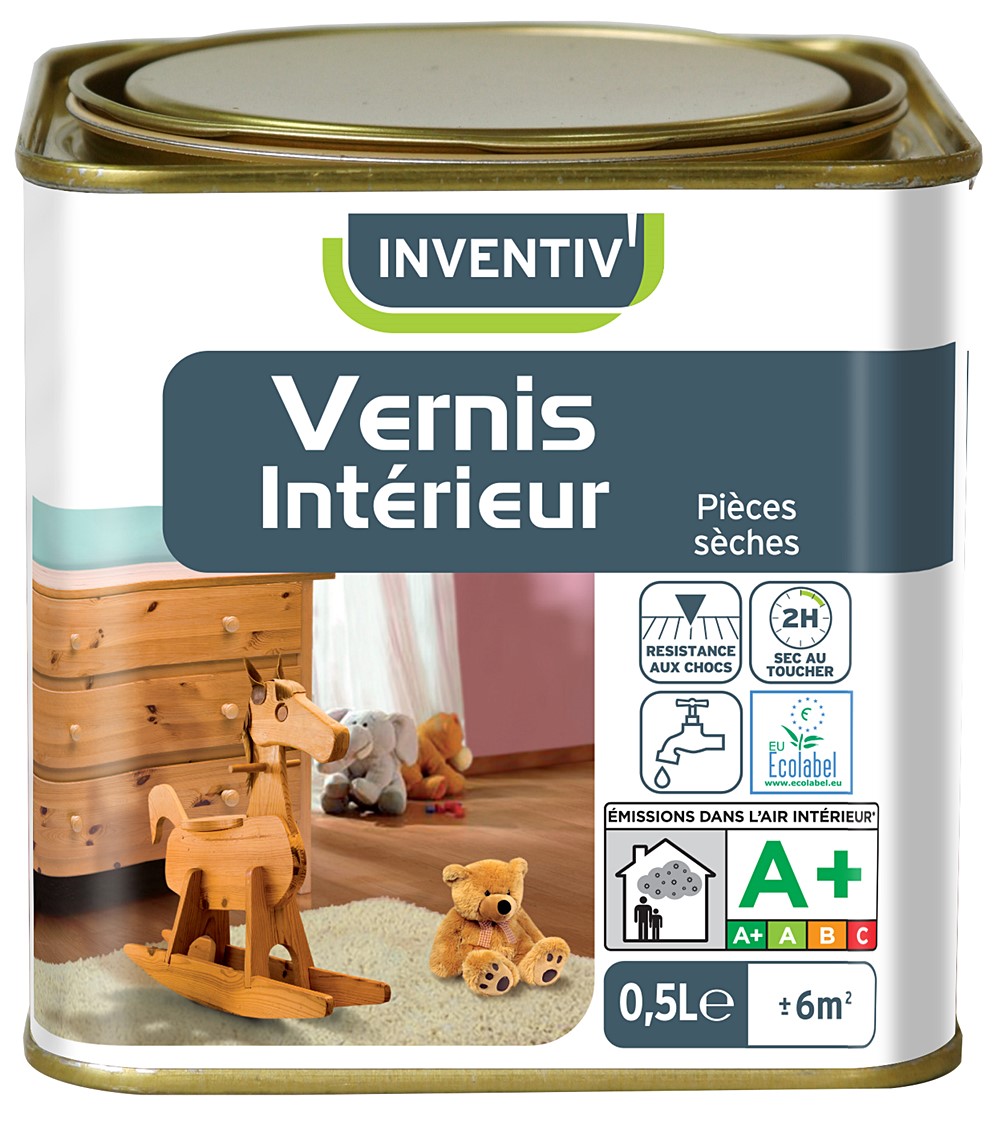 Vernis boiserie intérieure 0,5 L teinte chêne clair - INVENTIV