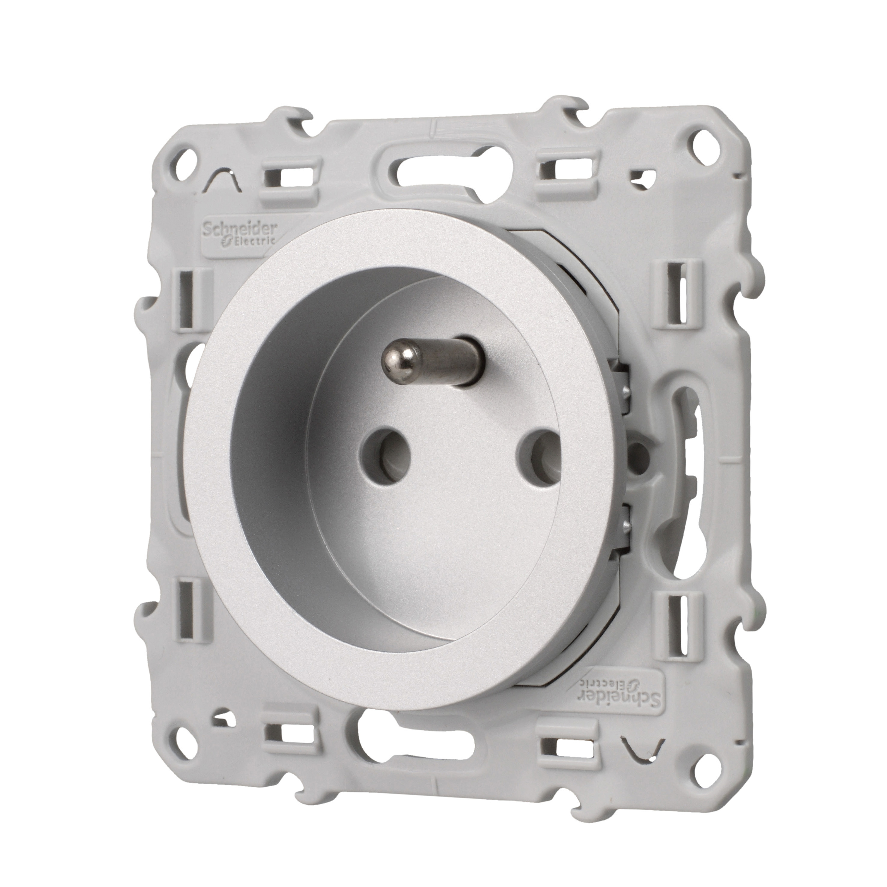 Prise 2 P+T Odace aluminium - SCHNEIDER ELECTRIC