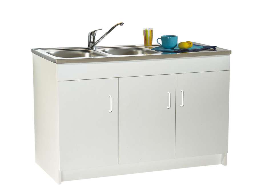 Meuble sous-évier blanc Orion 3 portes 120 cm