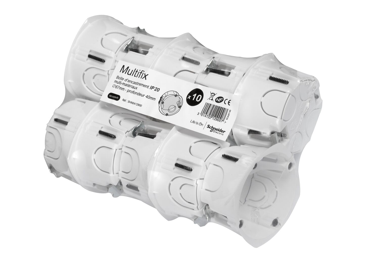 10 boîtes d'encastrement 1 poste D67xP40mm Multifix - SCHNEIDER ELECTRIC