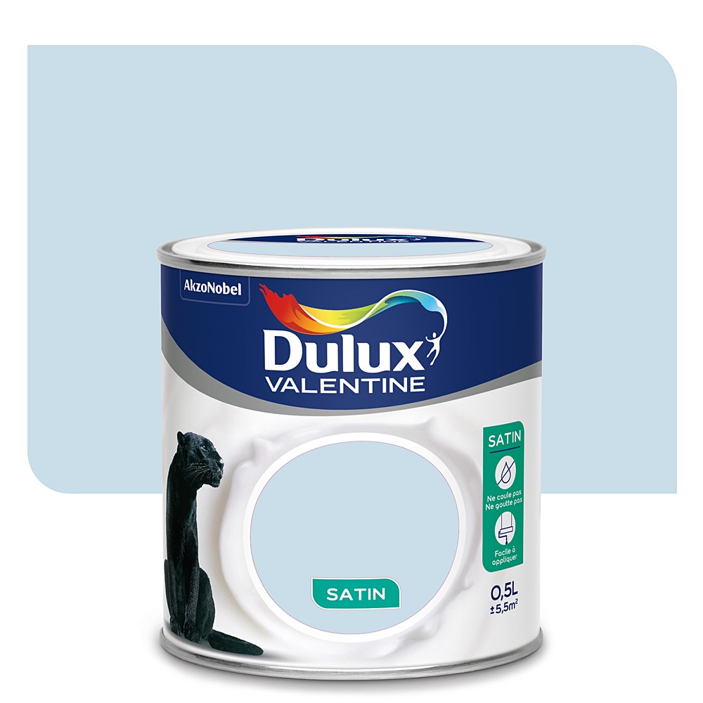 Peinture intérieure Crème de couleur satin Bleu Fjord 0,5L - DULUX VALENTINE