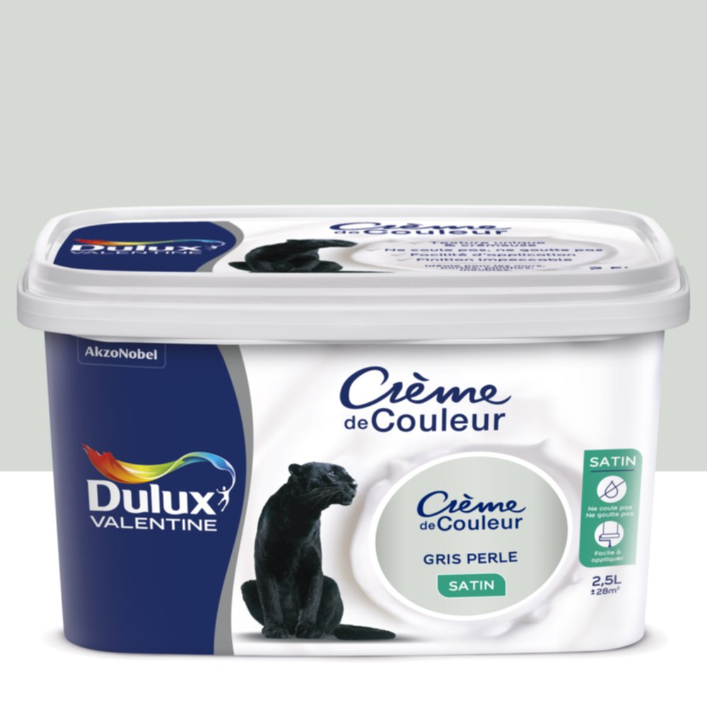 Peinture intérieure Crème de couleur satin Gris Perle 2,5L - DULUX VALENTINE