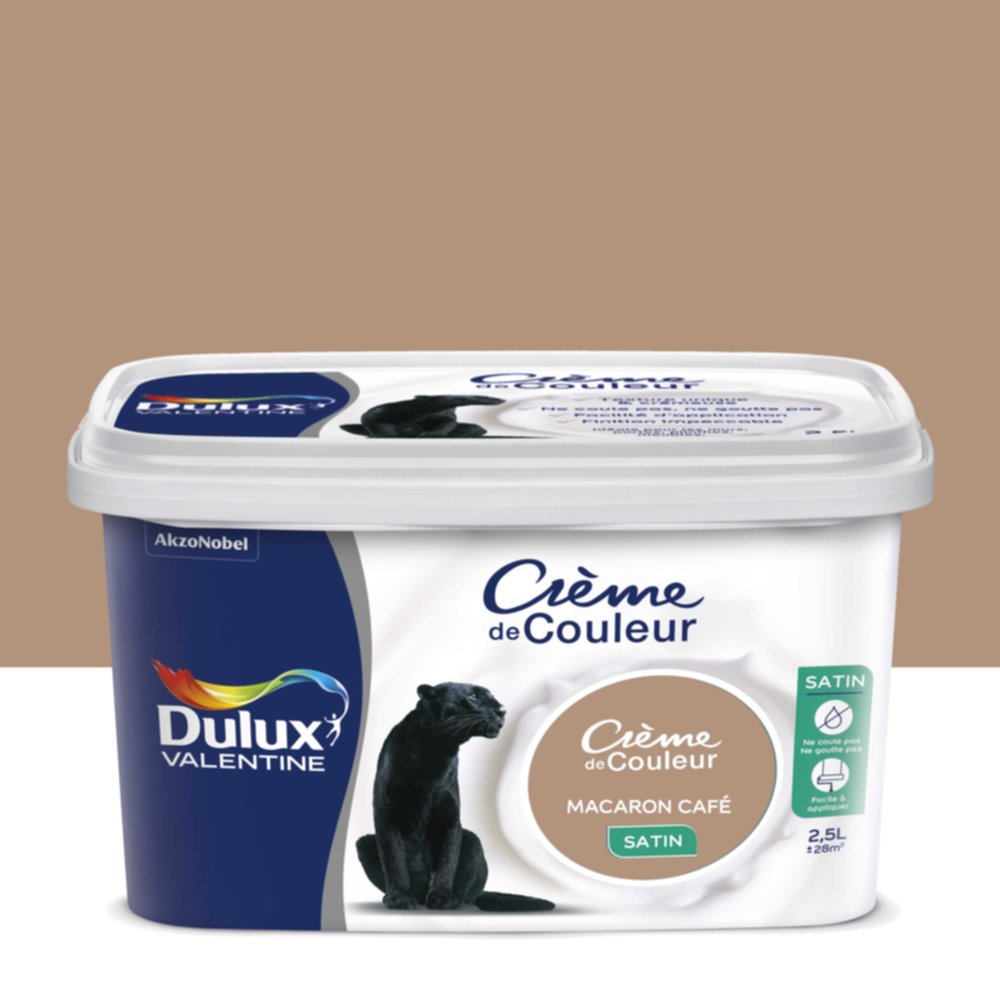 Peinture intérieure Crème de couleur satin Macaron Café 2,5L - DULUX VALENTINE