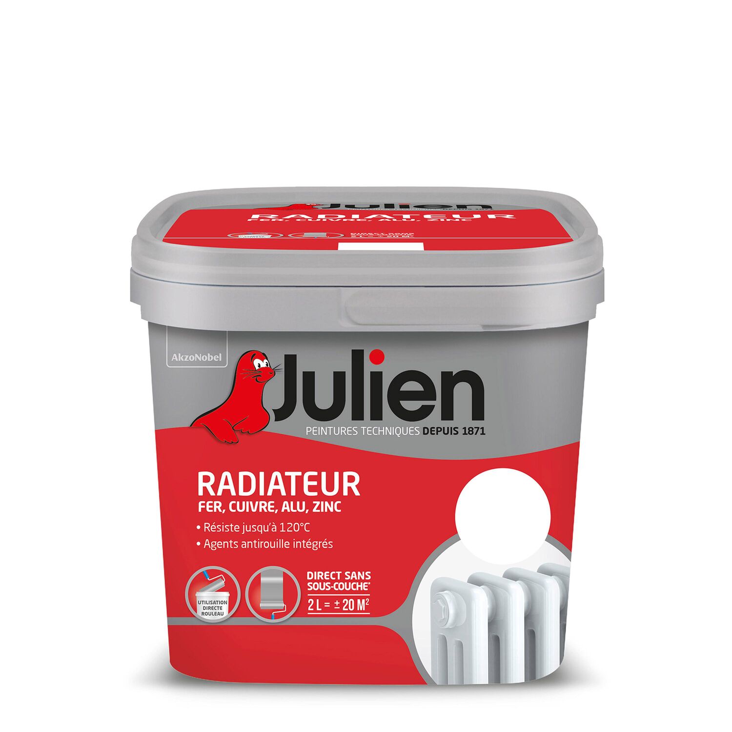 Peinture spéciale radiateur Brillant Blanc 2L - JULIEN
