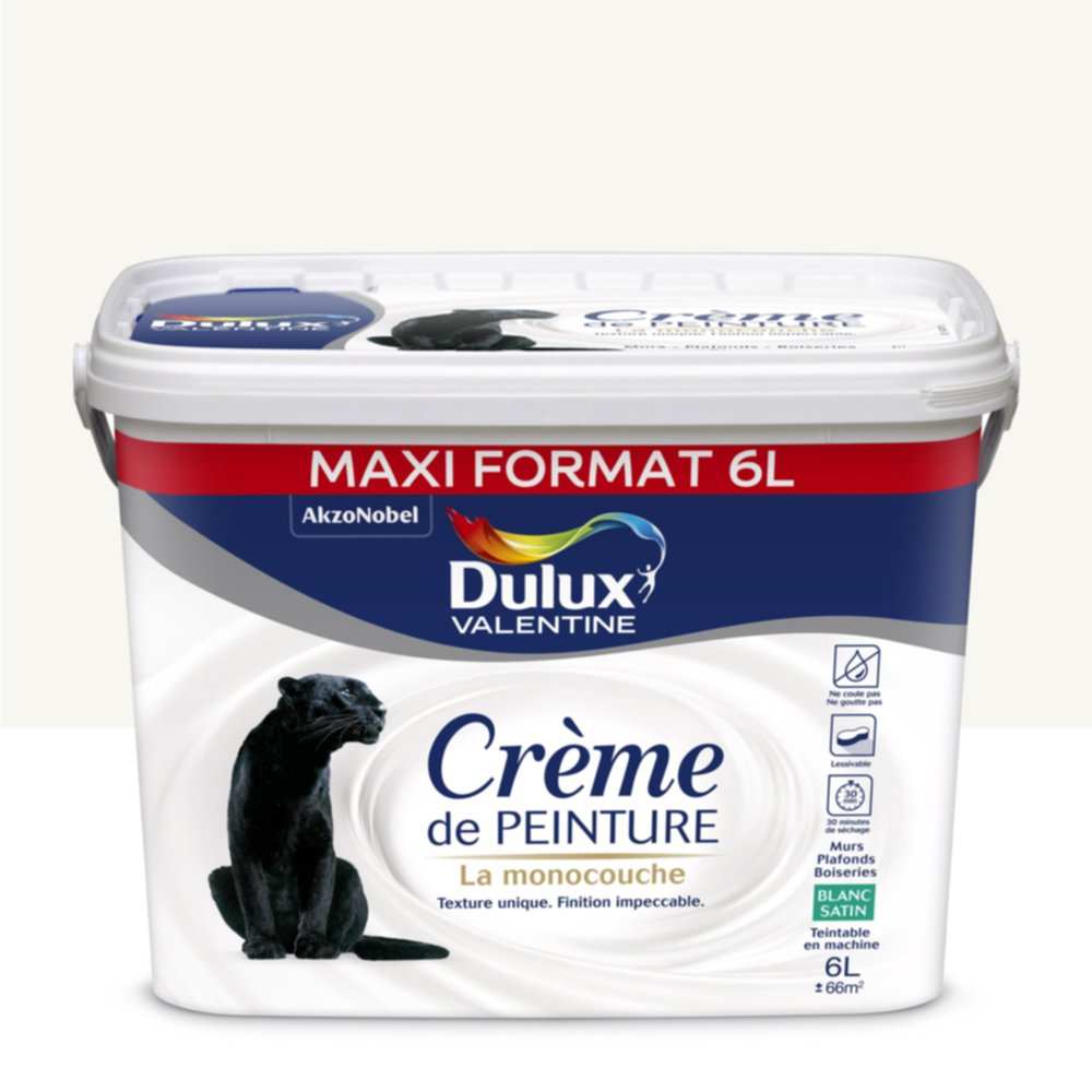 Peinture Murs et Plafond Crème de Peinture Blanc Satin 6 L - DULUX VALENTINE