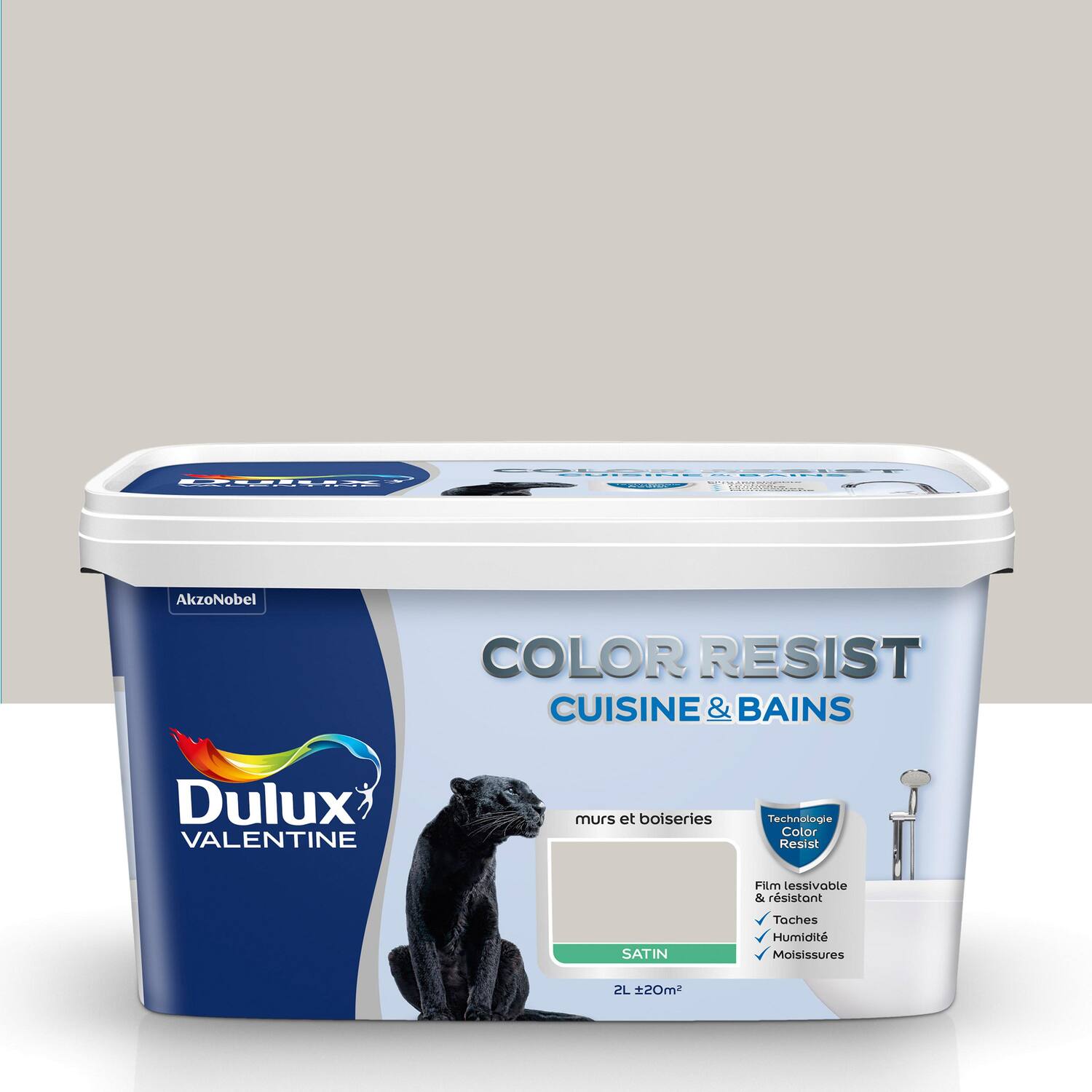Peinture Pièces Humides Color Resist Cuisine & Bains Galet Satin 2L - DULUX VALENTINE
