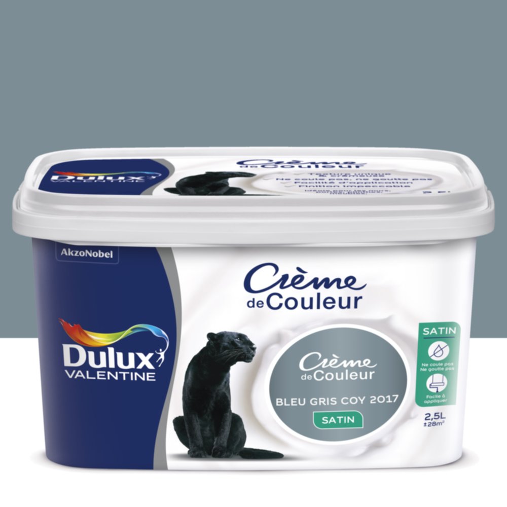 Peinture intérieure Crème de couleur satin Bleu Gris 2,5L - DULUX VALENTINE
