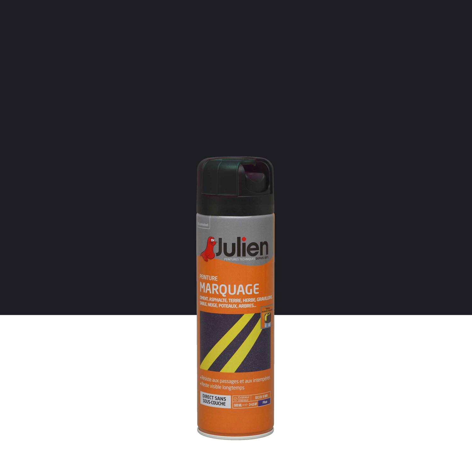 Peinture aérosol Marquage Noir Mat 500ml - JULIEN