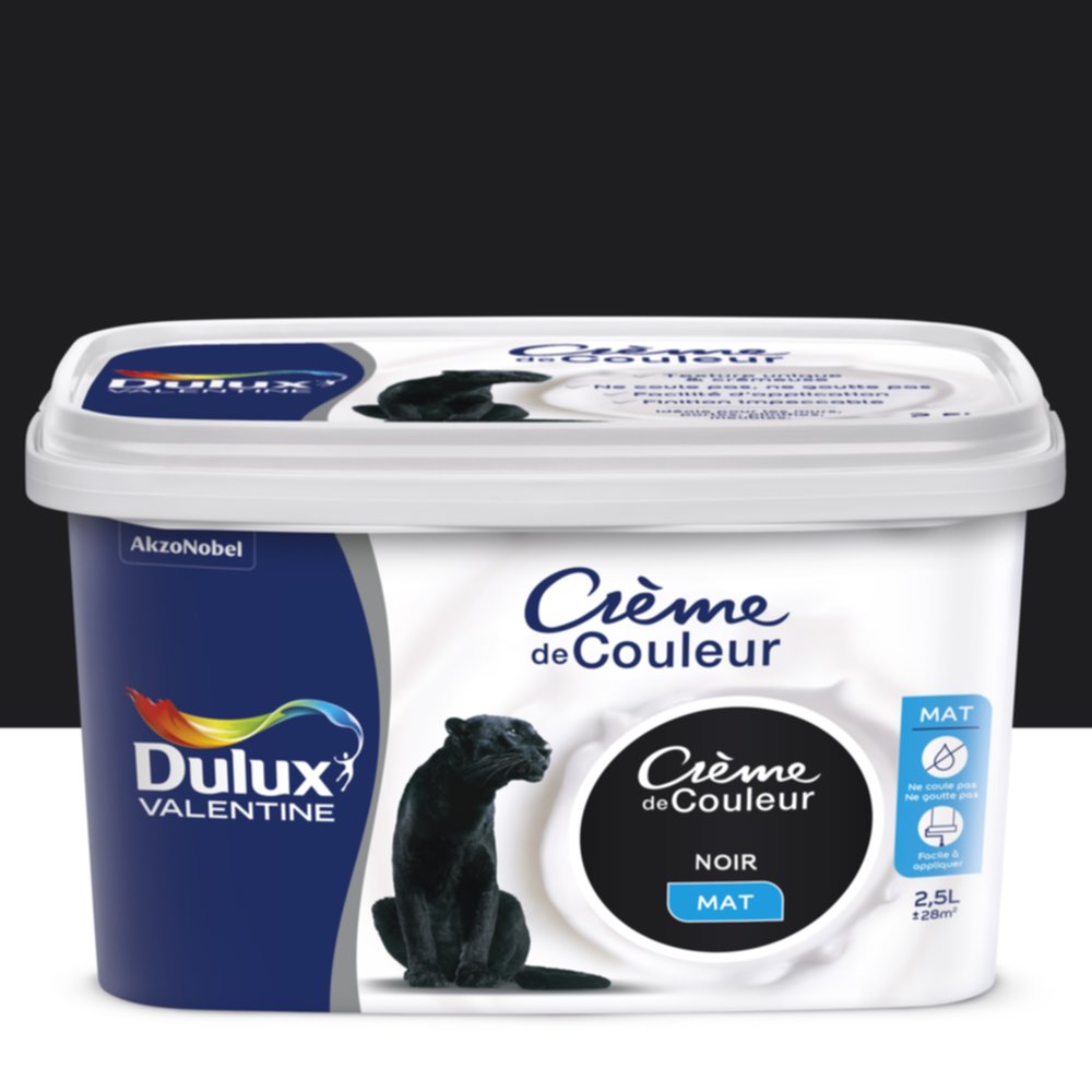 Peinture intérieure Crème de couleur mat Noir 2,5L - DULUX VALENTINE